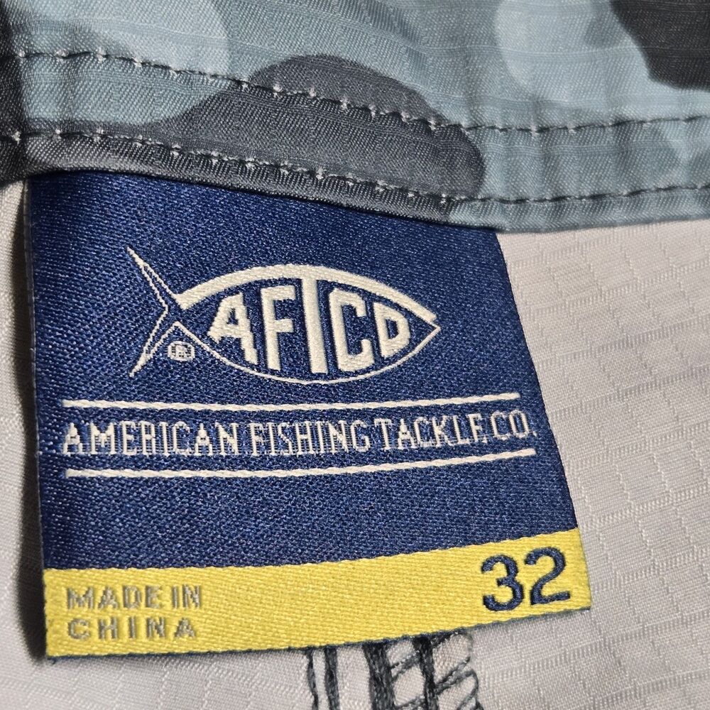 AFTCO Fishing Shorts Men's 32 Blue Camo Ripstop Utility Cargo Outdoor Shorts - Picture 9 of 15